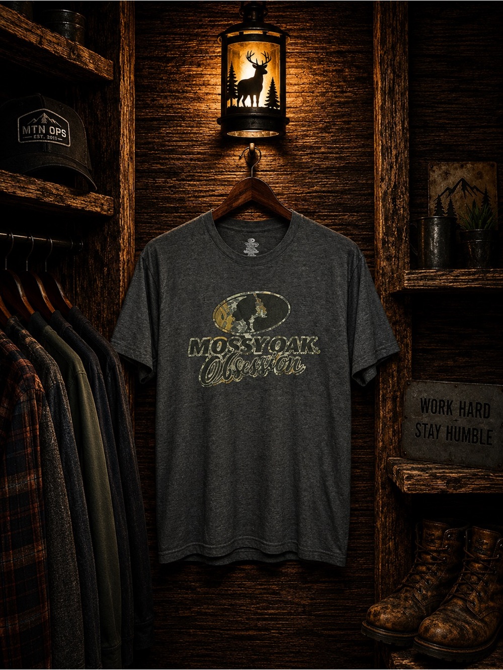 Mossy Oak Obsession NWOT Mens Medium Hunting T-Shirt Graphite